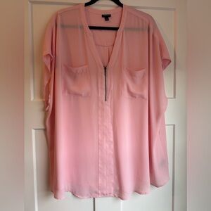 Torrid Pink Blouse with Zipper Detail